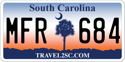 SC license plate MFR684
