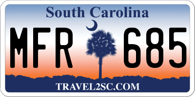 SC license plate MFR685