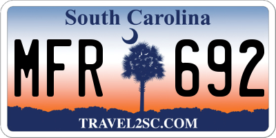SC license plate MFR692