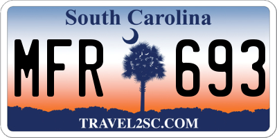SC license plate MFR693