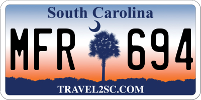 SC license plate MFR694