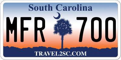 SC license plate MFR700