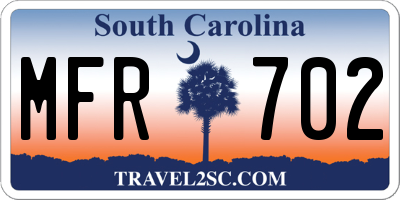 SC license plate MFR702