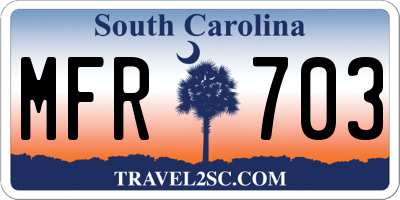 SC license plate MFR703