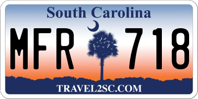 SC license plate MFR718