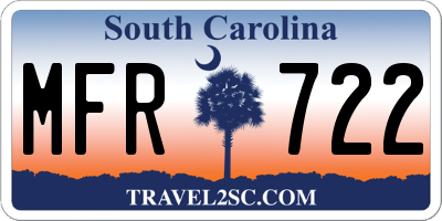 SC license plate MFR722