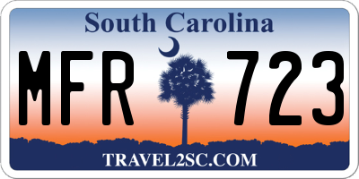 SC license plate MFR723