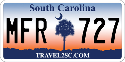 SC license plate MFR727