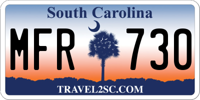 SC license plate MFR730