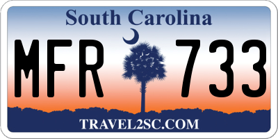 SC license plate MFR733