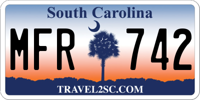SC license plate MFR742