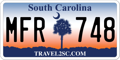 SC license plate MFR748