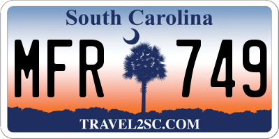SC license plate MFR749