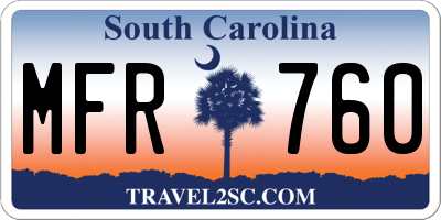 SC license plate MFR760