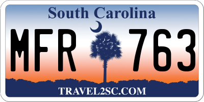 SC license plate MFR763