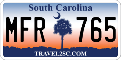 SC license plate MFR765