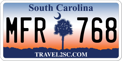 SC license plate MFR768