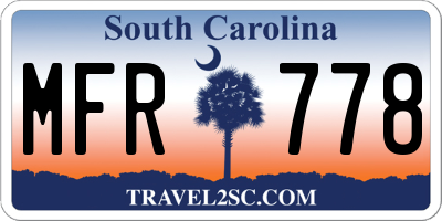 SC license plate MFR778