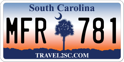 SC license plate MFR781