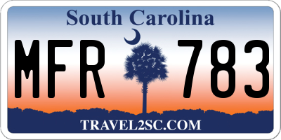 SC license plate MFR783