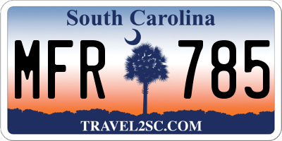 SC license plate MFR785