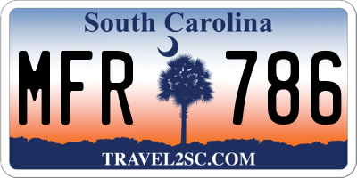SC license plate MFR786