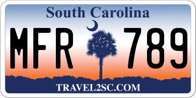 SC license plate MFR789