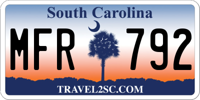 SC license plate MFR792