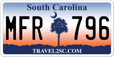 SC license plate MFR796
