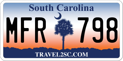 SC license plate MFR798