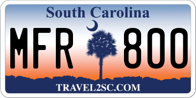 SC license plate MFR800