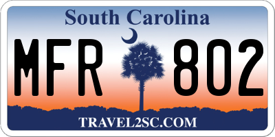 SC license plate MFR802