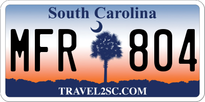 SC license plate MFR804