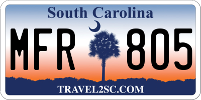 SC license plate MFR805