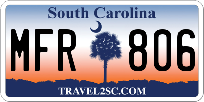 SC license plate MFR806
