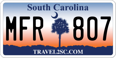 SC license plate MFR807