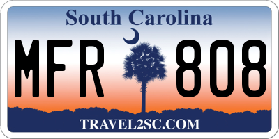 SC license plate MFR808