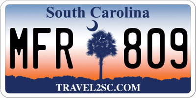 SC license plate MFR809