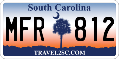 SC license plate MFR812