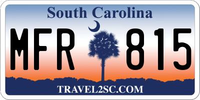 SC license plate MFR815