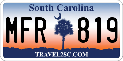SC license plate MFR819