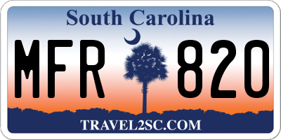 SC license plate MFR820