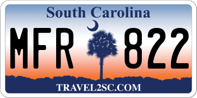 SC license plate MFR822