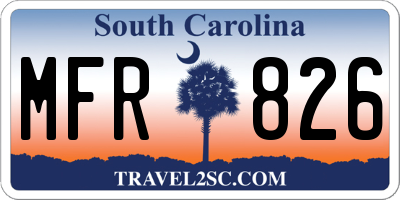 SC license plate MFR826