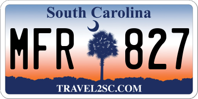 SC license plate MFR827
