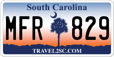 SC license plate MFR829