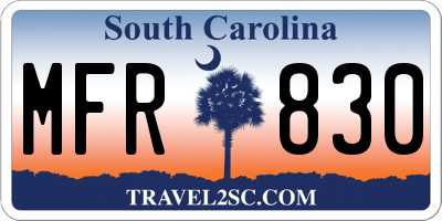 SC license plate MFR830