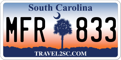 SC license plate MFR833