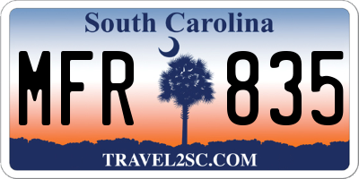 SC license plate MFR835