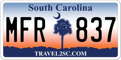 SC license plate MFR837